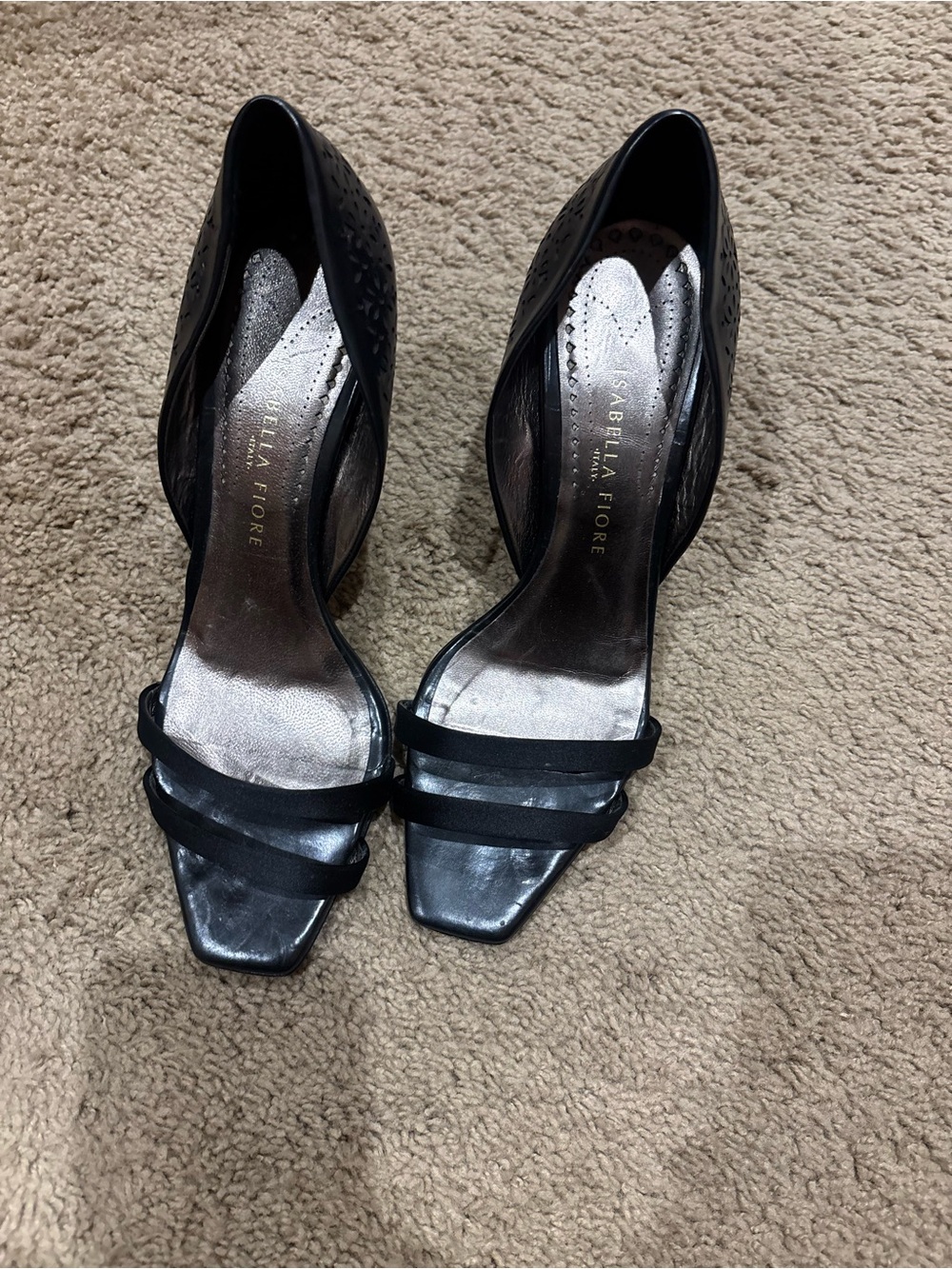 Isabella Fiore Black Double-Strap D'Orsay Heels